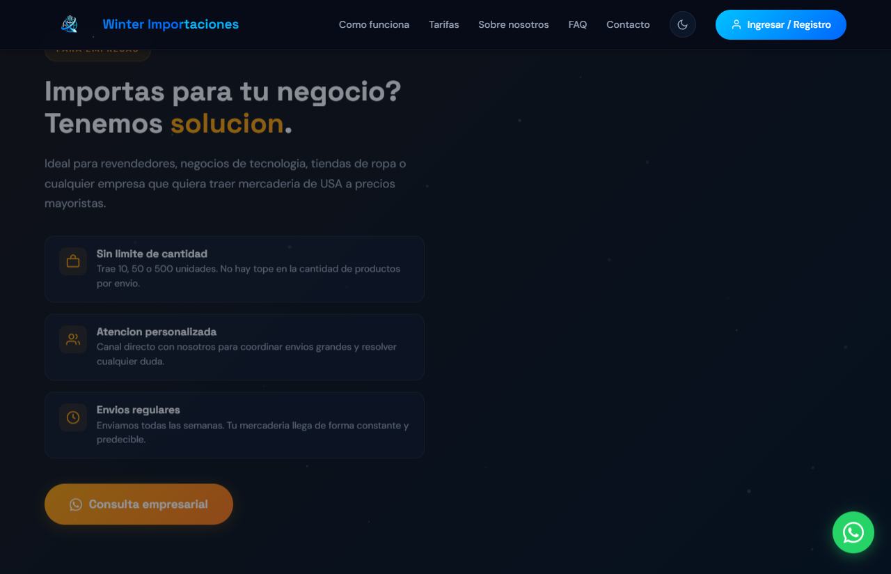 Winter Importaciones — Calculadora de ahorro